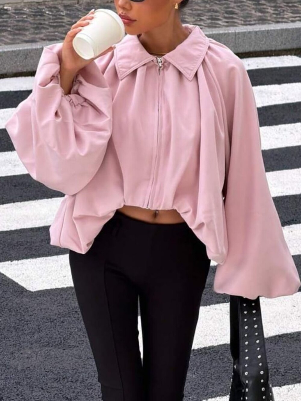 ZARA PUFF SLEEVE BOMBER JACKET SIZE M